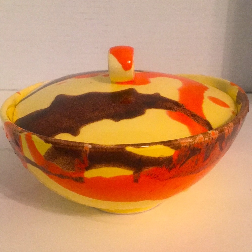 Vintage Tilso Geometric design dish w/lid. Japan